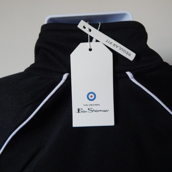 BEN SHERMAN ORIGINAL Full Zip COTTON Blend Track JACKET Black Raglan Sleeves NWT - Picture 8 of 8